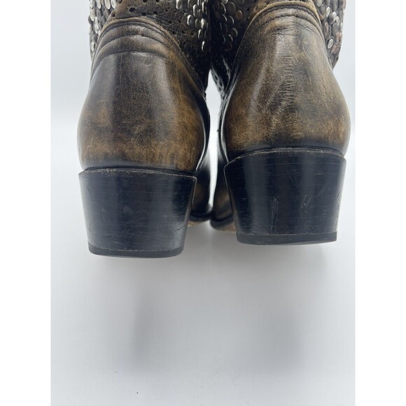 Frye Deborah Studded Brown Distressed (not Crackled) Leather Boots Sz 8 - Picture 9 of 14